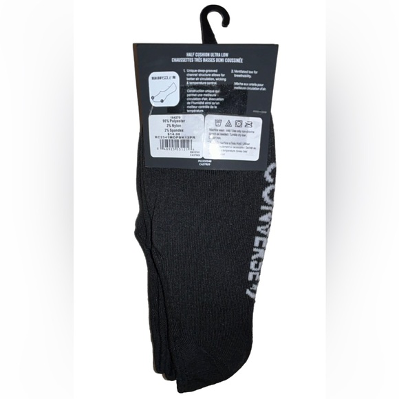 Converse Ultra Low Socks 3 Pair Men 6-12 Black w White Logo 4 Chucks HalfCushion - Picture 3 of 9